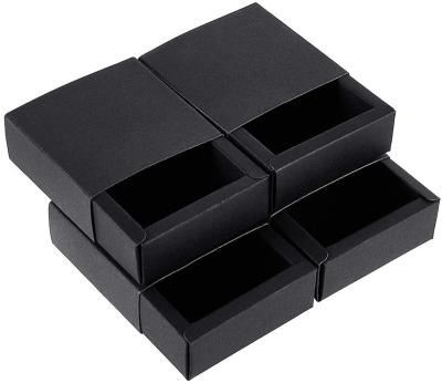 China Recycled Materials Kraft Paper Drawer Box Festival Gift Wrapping Boxes Soap Jewelry Candy Gift Weeding Packaging Boxes - Black for sale