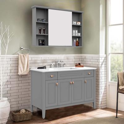 China 2019 NEW ARRIVAL Environmental Friendly Makeup Huida Free Standing Wooden Bathroom Vanity With Mirror for sale