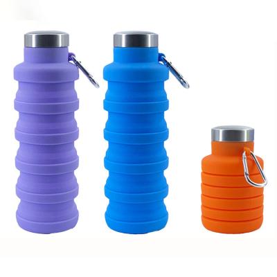 China Viable good quality hot sale custom color straight form 8*8*12.5cm collapsible silicone drinking water bottle for sale