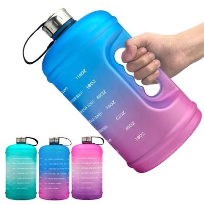 China Tritan BPA Free Viable Plastic 3780ml Jug With Time Marker Motivational Water Bottle For Fitness Gym Sports for sale