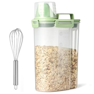 China Sustainable BPA Free Plastic Rice Storage Container Airtight Cereal Dispenser With Measuring Cup for sale