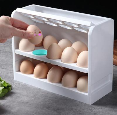 China Kitchen Refrigerator Storage Organizer Rack Space Save 3-Tier Revolving Fridge Egg Viable Storage Container for sale