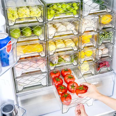 China U Can DIY Sector Kitchen Fridge Transparent Container Refrigerator Pull-Out Organizer Storage Drawer Box for sale