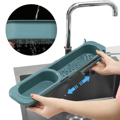 China Sustainable Kitchen Sink Storage Rack Organizer Telescopic Sink Sponge Drain Rack for sale