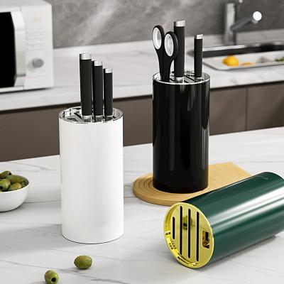 China Disposable Kitchen Countertop Round Storage Organizer Universal Utensil Knife Block Rectangular Holder With Scissor-Slot for sale