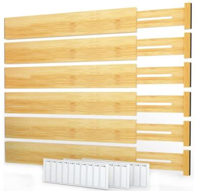 China Modern Bamboo Adjustable Expandable Drawer Cabinet Dividers Organizers With Labels For Home for sale