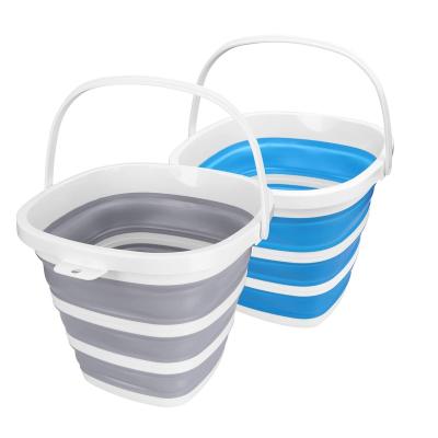 China 10L Water Tub Stored Portable Plastic Collapsible Cleaning Bucket With Handles For Household for sale