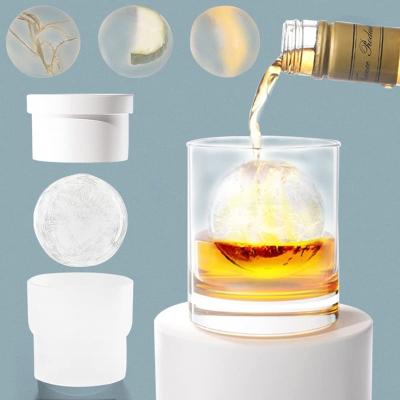 China Viable Maker Mold Large 3 Pack Whiskey Ice Cube Silicone Round Ice Cube Trays for sale