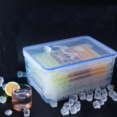 China Sustainable 6 Layers 420 Large Ice Maker Grids Container Popsicle Molds Plastic Ice Cube Tray With Lid And Bin for sale