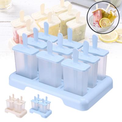 China Diy Viable Homemade Plastic 9 Cell Ice Cream Popsicle Mold Set With Stick And Lid for sale