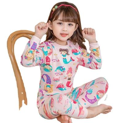 China Anti-wrinkle Girls Underwear Set Children Mermaid Pajamas Clothes Cotton Little Girls Spring And Autumn Cartoon Warm Home Clothes Long for sale