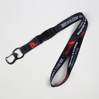 China Promotion festival wholesale custom sublimation printed bottle opener polyester lanyard with loose buckle for sale