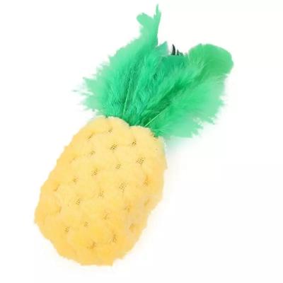 China Funny Sustainable Cat Toy Interactive Creative Plush Pineapple Hamburger Shape Cat Feather Toy Pet Supplies for sale