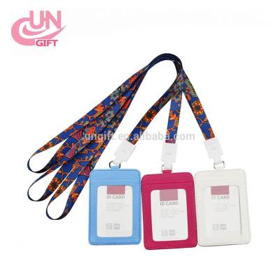 China Wholesale Customized Diversified Unisex Sublimation Neck Lanyard With PU Work ID Card Badge Holder for sale