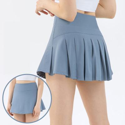 China Blue Pleated Golf Skirt Women High Waist Running Light Proof Tennis Skort for sale