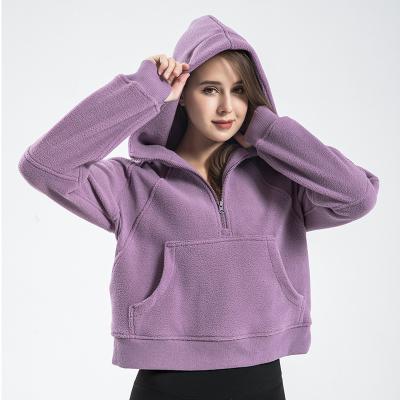 China Warm Polar fleece Half Zipper Women Over Size Equestrian Hoodie Ladies for sale