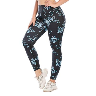 China Moisture Wicking Girls Patterned Yoga Pants Anti UV Polyester Spandex Workout Leggings for sale