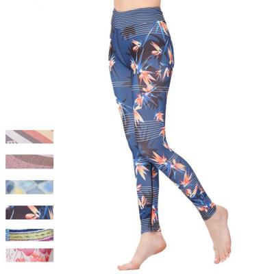 China Customized Patterned Yoga Pants Hip Lift High Waisted Floral Workout Tights for sale