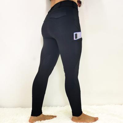 China XXS - XL Womens Horse Riding Leggings Tights Black No Slip Silicone Printing Breeches for sale