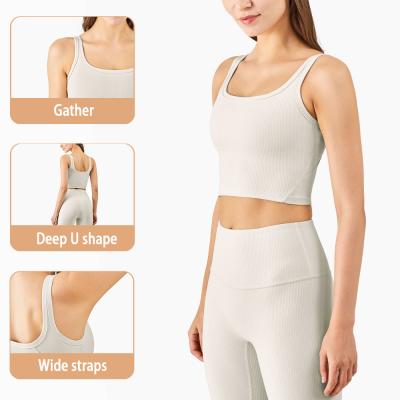 China New Threaded Nude Yoga Bra Vest-Style Fitness Running Sports Bra Women for sale