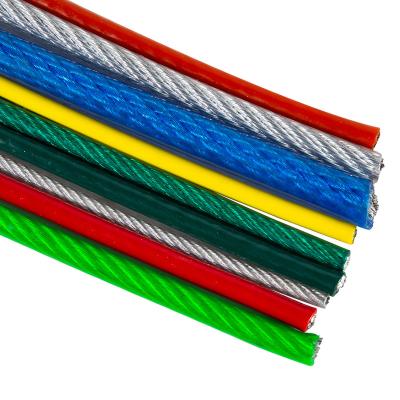 China Household Color Coated Steel Wire Rope Galvanized Steel Wire Rope With PVC Coating Backing For Customization for sale