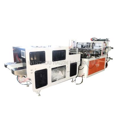 China Full Automatic HDPE Plastic Film LDPE Hotels CPE Disposable 2 Layers Glove Making Machine With Tear Off for sale