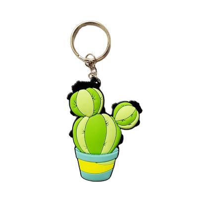 China Europe All Type Soft Rubber PVC Keychains Wholesale Personalized Soft PVC Custom 3d Cactus Rubber Keychains for sale