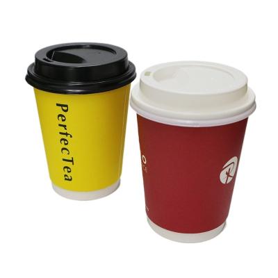 China Disposable Hot Sale Disposable Hot Drinks Double Wall Coffee Paper Cup With Lid for sale