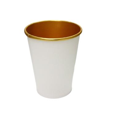 China Logo Design Gold Foil Single Disposable Custom Wallpaper Coffee Cup With Lid for sale