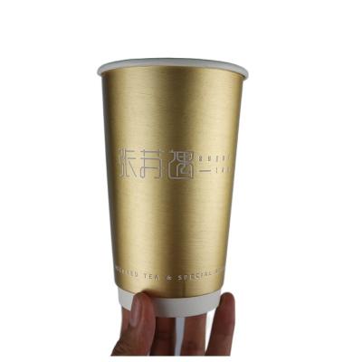 China Disposable Drinking Cup Disposable Paper Gold Foil Brushed Gold Premium Coffee Cup for sale