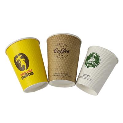 China New Design 8oz 12oz 16oz Disposable Disposable Embossed Wallpaper Double Cup for sale