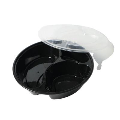 China Three Compartment Recyclable Round Food Containers for sale