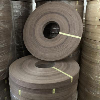 China Banda de sellado de borde personalizada Veneer natural negro nuez blanco roble cuero cubierto borde sellado 0,5 mm Banda de borde de madera en venta