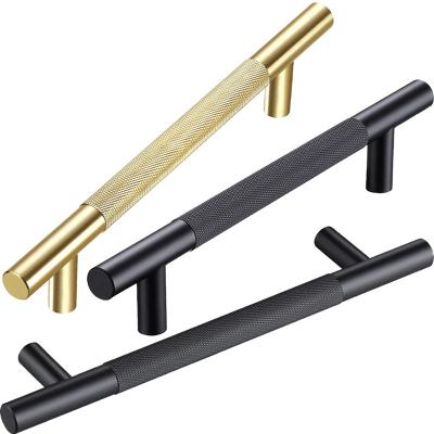 China Knurled Modern Brass Handles Modern Black Gold Wardrobe Dresser Cupboard Cabinet Door Drawer Furniture Pulls Knobs for sale