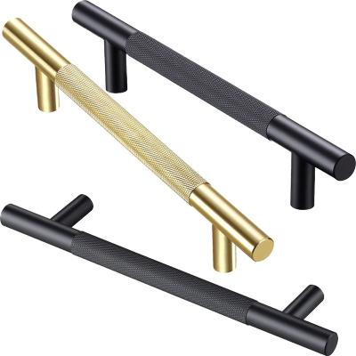 China Wholesale Price Modern Luxury Brass Furniture Handle Black Drawer Pull Handles Sideboard Knurled for sale