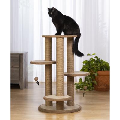 China 37inch Cat Tree Scratching Post-de torenjute verpakte Multiplatform Cat Climbing Frame Te koop