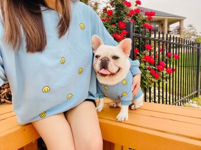 China Cat Dog Embroidery Matching Pet Owner Set 2XL - 4XL Happy Smiley Face for sale