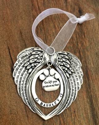 China Zinc Alloy Metal Angel Wing Pet Loss Christmas Ornaments For Deceased Pets for sale