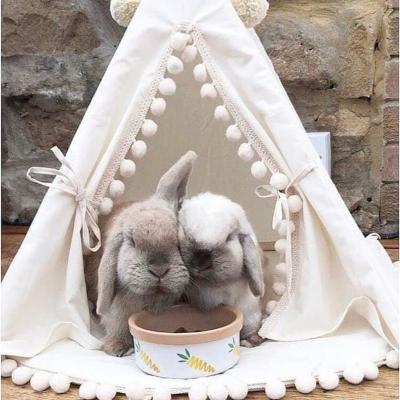 Chine Lapin naturel Bunny House Diy Bunny Teepee de coton avec Pom Pom Pad à vendre