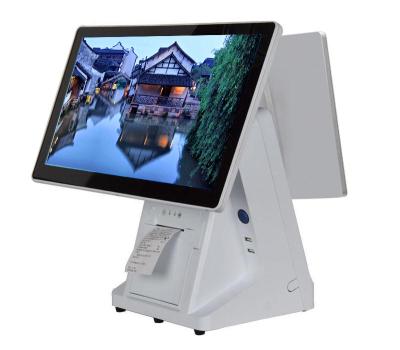 China Dual large 15.6 inch touch screens with 58mm printer all in one pos system mpos optional for sale