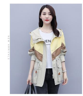 China Breathable Similar Women Spring Autumn Color Block Flap Pocket Wind Jacket Casual Simple Pattern Jacket for sale