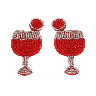 China 2022 New Cute Handmade Party Earrings Wine Glasses Party Earring Champagne Cup Earrings for sale