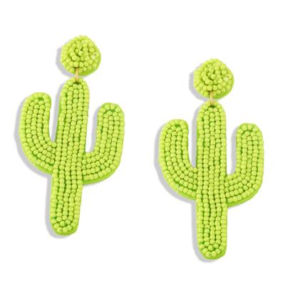 China Summer Women Cute Cactus Huggie Earring Luxury Handmade Jewelry for sale