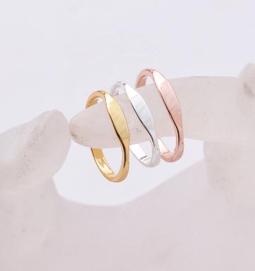 China FASHIONABLE Custom Stackable Thin Band Stamped Gold Design Blank Delicacy Engraved Custom Name Ring for sale