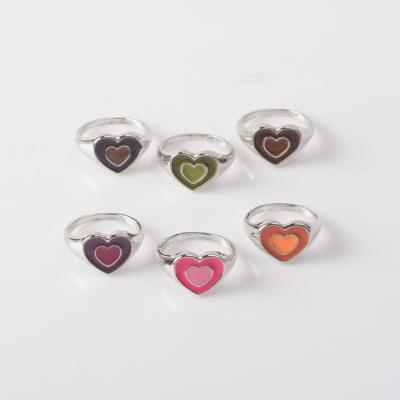 China New FASHIONABLE Creative 18K Gold Plated Seal Ring Oil Dropping Double Heart Chunky Heart Ring for sale