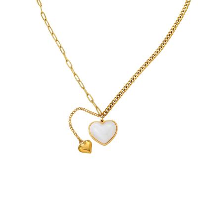 China Fashion Landy Very Short Gold Fritillaria Necklace With Heart Niche Design Titanium Steel Necklace for sale