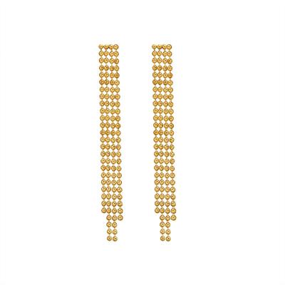 China FASHIONABLE LANDY Tassel Round Bead Chain Earrings 18K Gold Plated Titanium Steel Earrings for sale