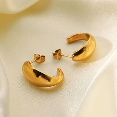 China TRENDY Minimalist 18k Gold Plated Stainless Steel Earring C Earrings for sale