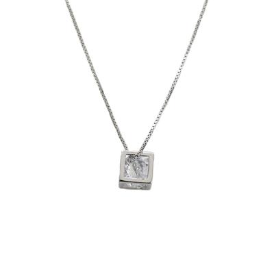 China LANDY Fashion S925 Sterling Silver Personality Creative Rubik's Cube Zircon Necklace for sale