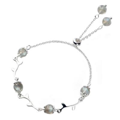 China Other LANDY 925 Korean Fashion Moonstone Flower Silver Bracelet Personality Soft Creative Bracelets for sale